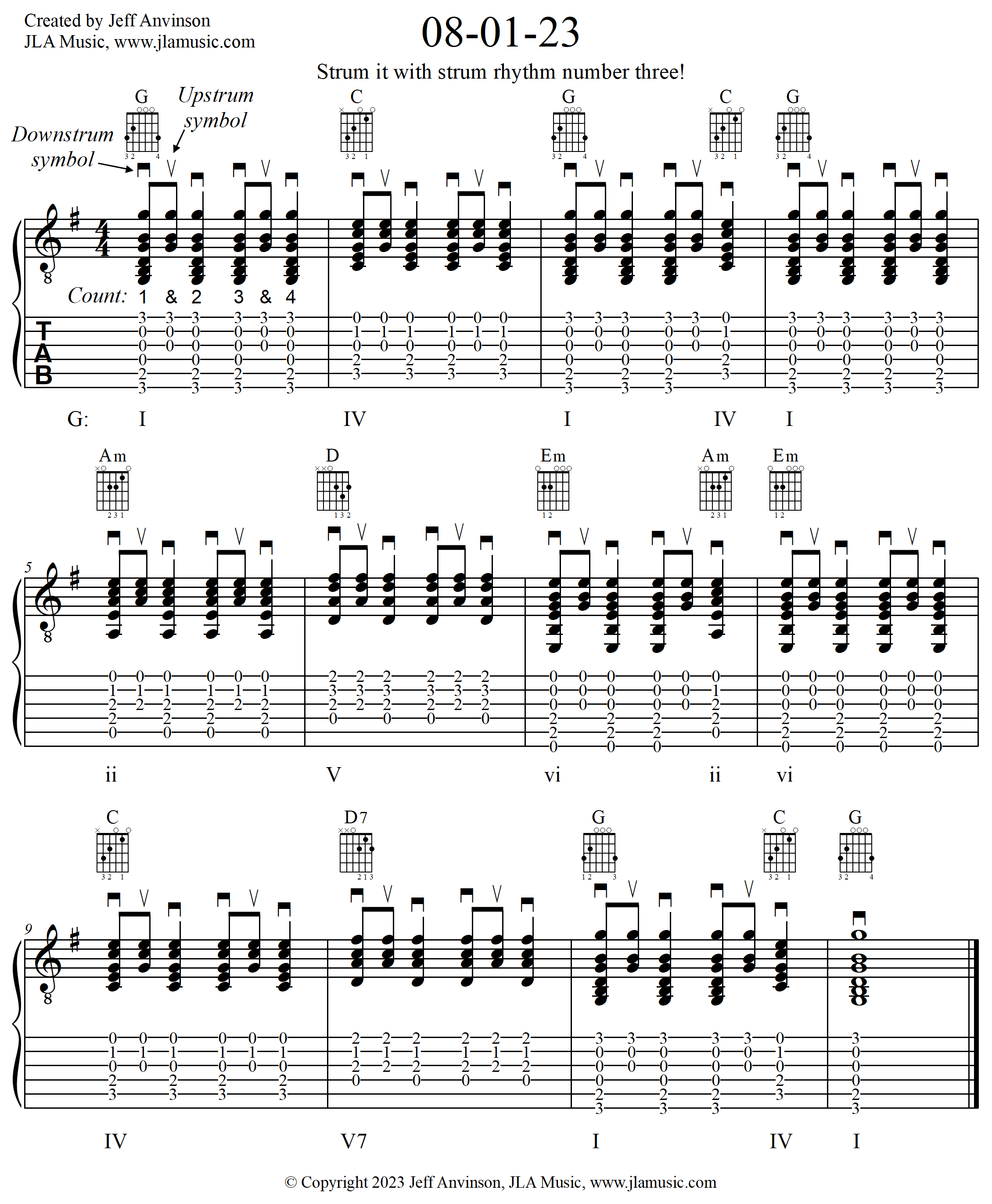 strum rhythm 3 copyright 2023 Jeff Anvinson JLA Music www.jlamusic.com www.guitar-etc.com